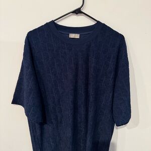 Dior Dark Blue Embroidered Tee Men’s Large
